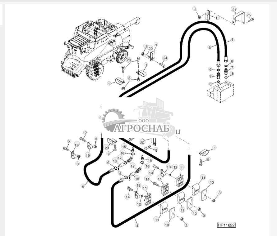 Reel Fore-And-Aft Hydraulic Hoses 